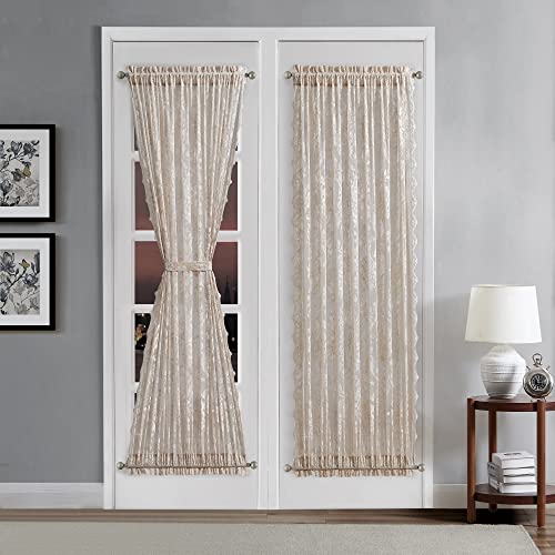 LinenZone Pair of Premium Lace French Door Curtains or Sidelight