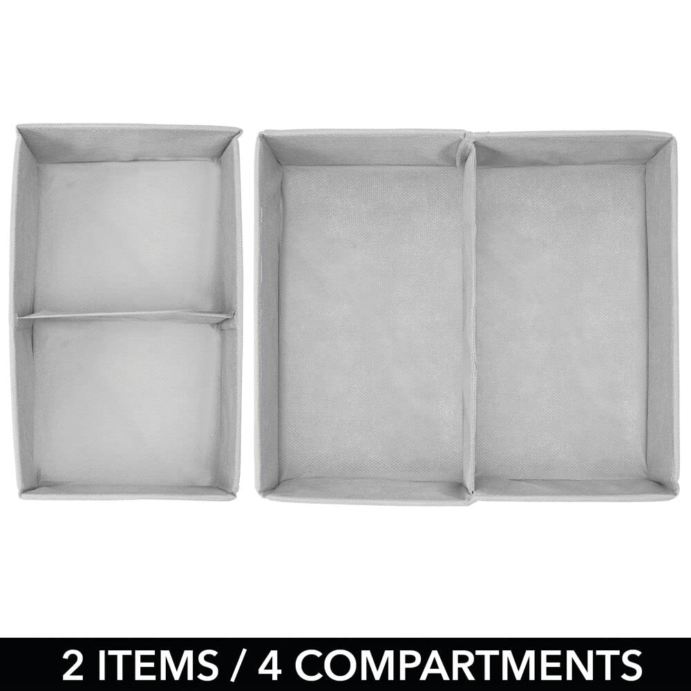 mDesign Set 2 Pieghevoli Organizer Armadio Contenitore Fibra Sintetica Grigio/Bianco