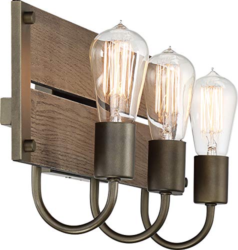 Image of Nuvo 60 /6429 Winchester 3-Light Vanity Fixture, Bronze & Aged-Wood Finish