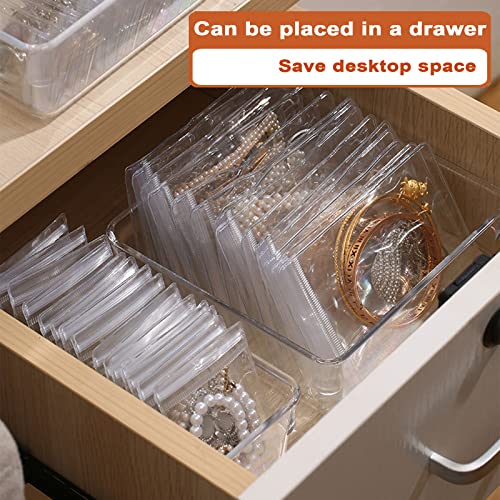 Jewelry Organizers for Women, Clear Acrylic Drawer Organizer Box with 15 Middle Bags for Necklace, Ring, Screw Individually Packaged, Easy to Carry