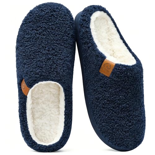 Image of Evshine Memory Foam Fuzzy Slippers for Women Curly Fleece House Shoes | Indoor Outdoor, Comfy and Warm Fur Lining, Non-slip Rubber Sole, Bedroom Slip on, Cozy, Cushioned, Machine Washable