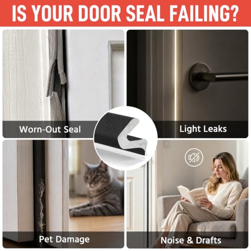 Image of Litaibai 60 ft Kerf Weather Stripping Door Seal for Exterior Doors, Black