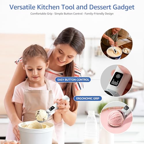 Electric Heated Ice Cream Scoop, Kitchen Gadget with Digital LED Temperature Display for Easy Scooping Rechargeable Scooper Dessert Server 5000mAh USB Powered IP67 Waterproof Kitchen Tool 2 Oz Max70°C - Image 5
