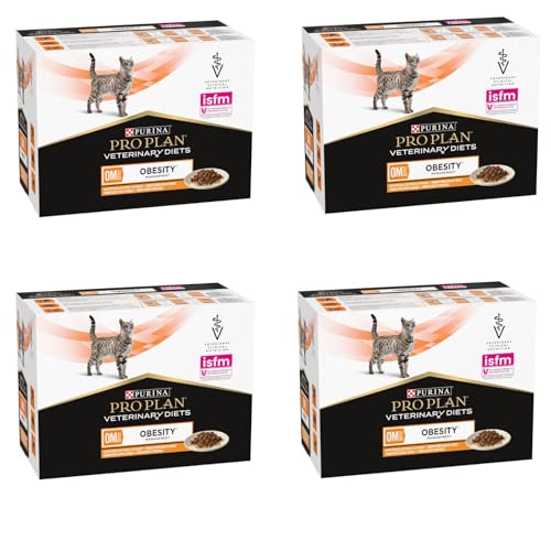 Purina Pro Plan OM Obesity Management Huhn | 4er Pack | 4 x 10 x 85 g | Diätalleinfuttermittel für Katzen | Gewichtsmanagement