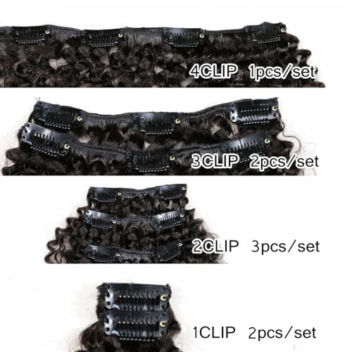 Extensiones de cabello humano con clip de onda profunda y doble trama para mujer 6