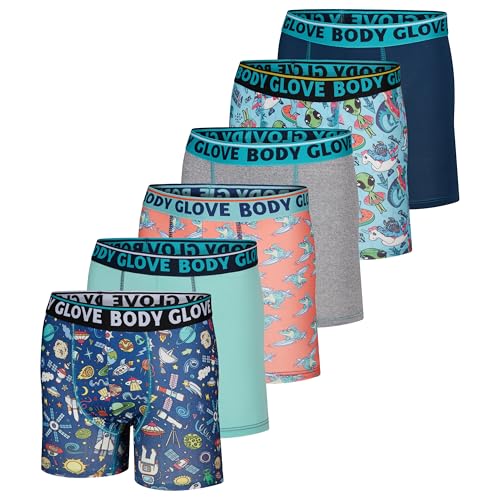 Body Glove Boys 6 Pack Aliens and Solids Boxer Briefs