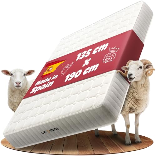 Cerovejas® Colchón Viscoelástico 135 x 190   Altura 22 cm | Alta Densidad   Núcleo HR 28kg   Firmeza Media Alta para Aliviar la Presión y Dolores de Espalda | Oeko Tex | Fabricado en España