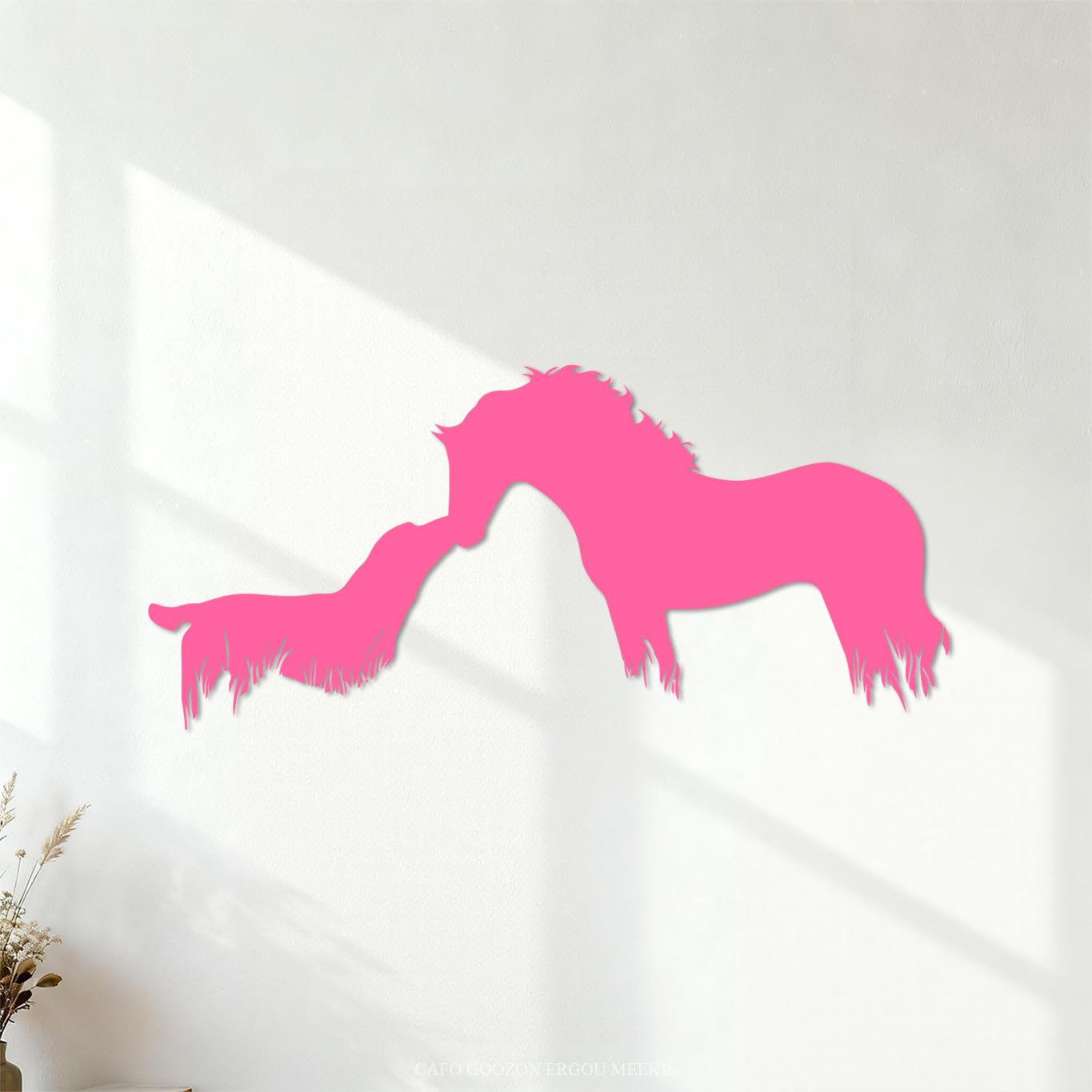 Wall Decals PVC Horse Dog Abstract Friendly Animals Veterinary Clinic Pet Shop 42x92.1cm Do not Damage the wall Surface Pink