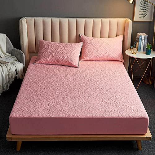 Sábana impermeable acolchada Queen para cama doble protector de colchón elástico gris con fundas 2