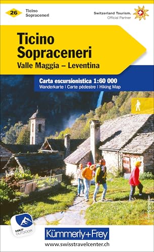 Kümmerly+Frey Wanderkarte 26 Ticino, Sopraceneri 1:60.000: Mit Lugano und Lago Maggiore. Wetterfest, matt laminiert und mit free Download