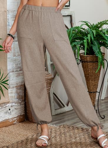 Dokotoo Womens Baggy Wide Leg Pants Drawstrings Cuffs Elastic Waisted Loose Palazzo Casual Harem Pants with Pockets2