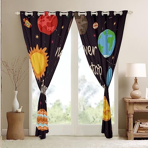 Homemissing Solar System Curtains for Bedroom Living Room Kids Outer Space 30%-50% Blackout Curtains Universe Planets Window Drapes Galaxy Window Treatments Nebula W46*L72 - Image 4