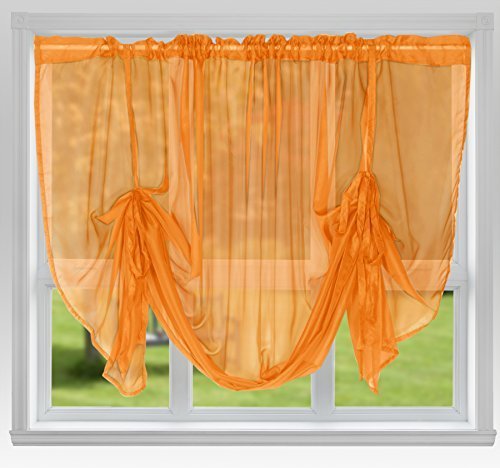 John Aird Voile Tie Blind Curtain Panels 58" Wide x 54" Drop (Orange) — image 1