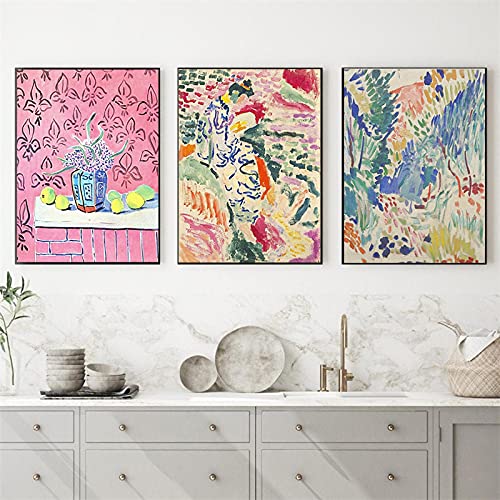 Peintures abstraites sur toile paysage Matisse | Affiches rétro et impressions d'art mural 3 pces