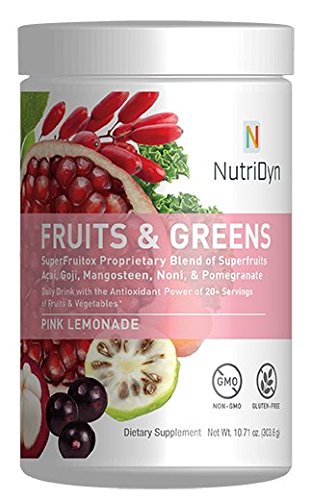 Dynamic Fruits & GreensCertified Organic w/Acai, Gogi, Mangosteen, Noni & Pomegranate Super Fruits 300 Grams (Pink Lemonade) by Nutri-Dyn