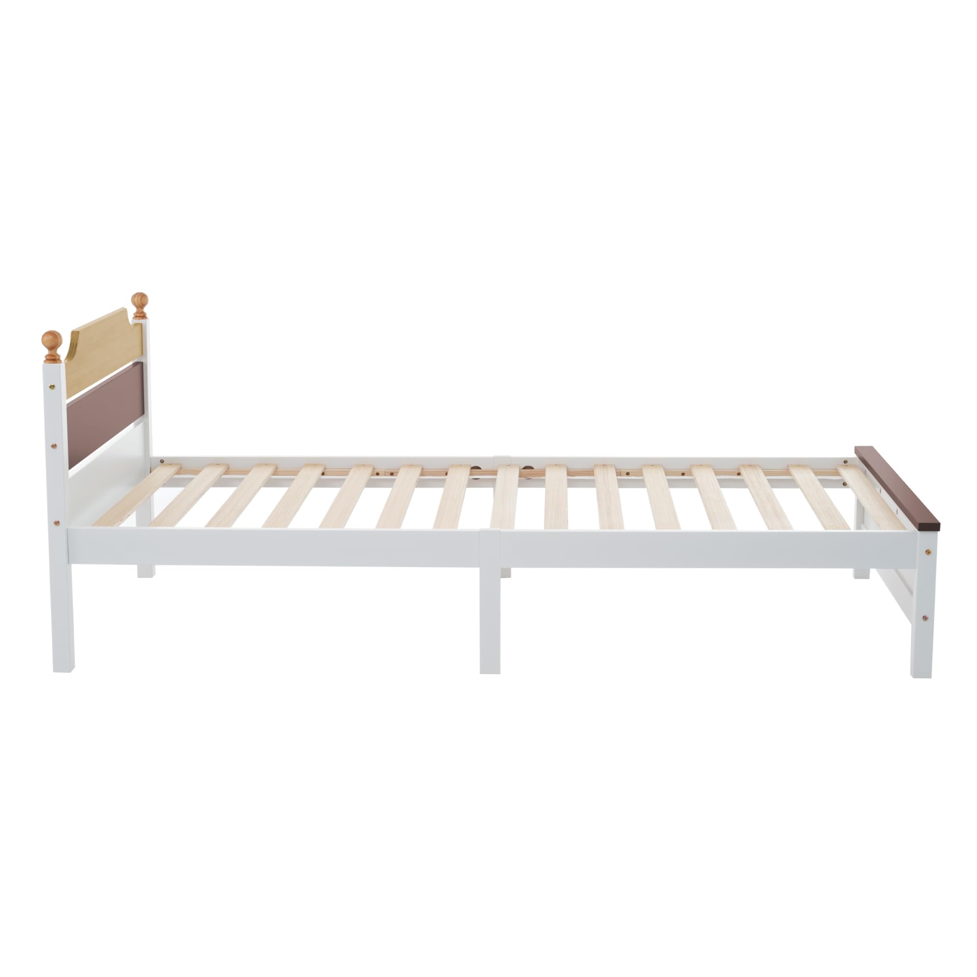 Idemon Letto singolo, in legno di pino con metatarso, letto per ragazzi, letto per adulti, con testiera e pediera in MDF, colore bianco, 90 x 200 cm