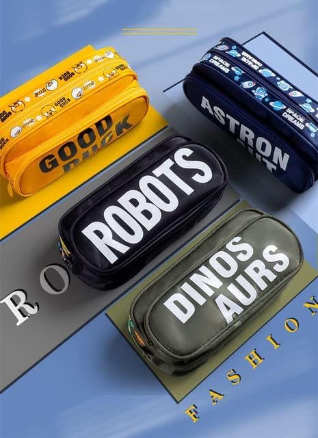 Image of DEOXY Pencil Pouch for Kids - Multipurpose Zipper Case, Pen and Pencil Pouch Case, Travel Accessory Organizer Bag, Stationery Holder, Makeup Pouch, Return Gift for Kids (Robots)