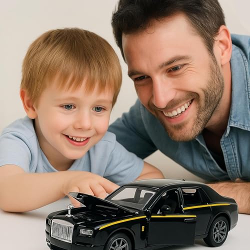 Image of PLUSPOINT Diecast Model Car Pull Back Action Vehicles Alloy Simulation Supercar with Openable Doors Lights and Sound Toy for Kids and Collectors Perfect for Play & Display Gift for 3+ Year Boys