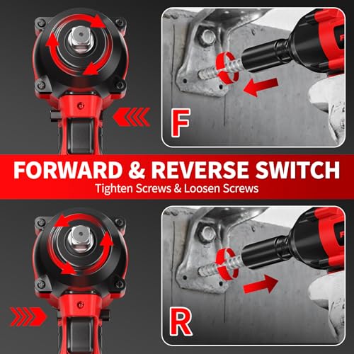 FULLYEA Cordless Impact Wrench 1/2\", 516Ft-lbs (700N.m) Brushless Impact Gun, Electric Impact Driver with 4.0Ah Battery & 5 Sockets, High Torque Power Impact Wrench for Car Home - Thumbnail 7