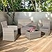 4-Piece Rattan Garden Furniture Set with Glass Coffee Table, Double Loveseat & 2 Cushioned Chairs, Weather-Resistant Patio Sofa Set- Modern PE Wicker Design for Conservatory, Balcony & Poolside