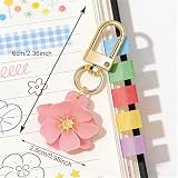 Dreuyet 15 Pcs Flower Keychain Bohemian Daisy Flower Matte Floral Petal Layered Tiered Key Chains Bag Purse Charms (Colorful)