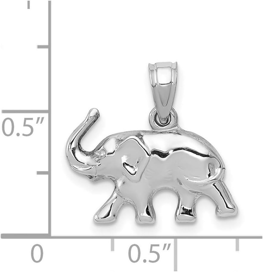 JewelryWeb 14k White Gold Polished Elephant Pendant Necklace 12x17.25mm Wide Pendant for Women - Image 2