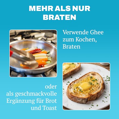 Ghee Easy 500g Ghee Bio von Grasgefütterten Kühen - Ghee Butter ohne Zusatzstoffe - Zertifiziert Organisch & Biologisch - Hochreines Ayurveda Ghee ohne Laktose und Gluten - 100% Europäisch