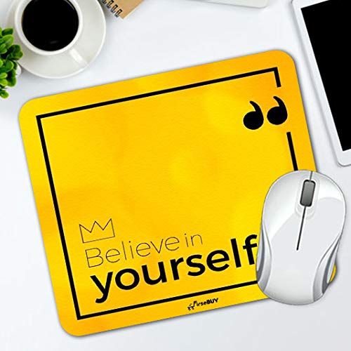 FirseBUY Believe in Yourself Motivational Printed Rubber Mouse Pad Mat 22 x 18 cm - Yellow-image-30