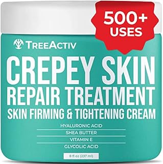 TreeActiv Crepey Skin Repair Treatment, 8oz, Firming Crepe Skin Cream with Hyaluronic Acid & Shea Butter to Deeply Moisturize & Tighten Wrinkly Dry Crepe Skin, 500+ Uses