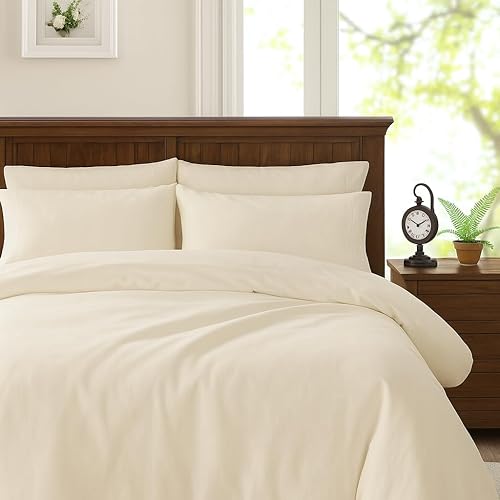 Peru Pima Juego de funda de edredón - FullQueen, 100% algodón Pima peruano, percal de 415 hilos, refrescante y transpirable, cremallera oculta, ropa