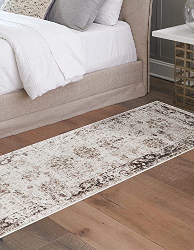 Rugs.com Monte Carlo Collection Rug – 2' x 9' 10 Runner Beige Medium Rug Perfect for Living Rooms, Large Dining Rooms, Open Floorplans