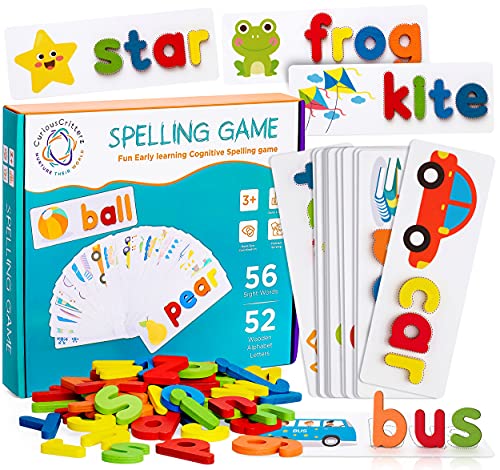 Curious Critterz See and Spell Learning Toy, Spelling Game Ages 3 4 5 6, Kids Learning Toys, CVC Word Builders,Educational Learning Games - 83 PCS