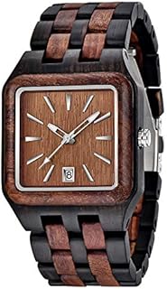 Tiong Quadratische Quarz-Holzuhr, quadratische Herrenuhr aus Holz, verstellbares Holzarmband, Herrenarmband braun…