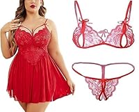 XAWONA CX2 Plus Size Night Dress Sexy Lingerie for Honeymoon Sex Night wear Lingerie Panty hot Dress Baby Doll Nighty Nighties Ladies First Night Panty Sleep wear See Through (2XL, RED)