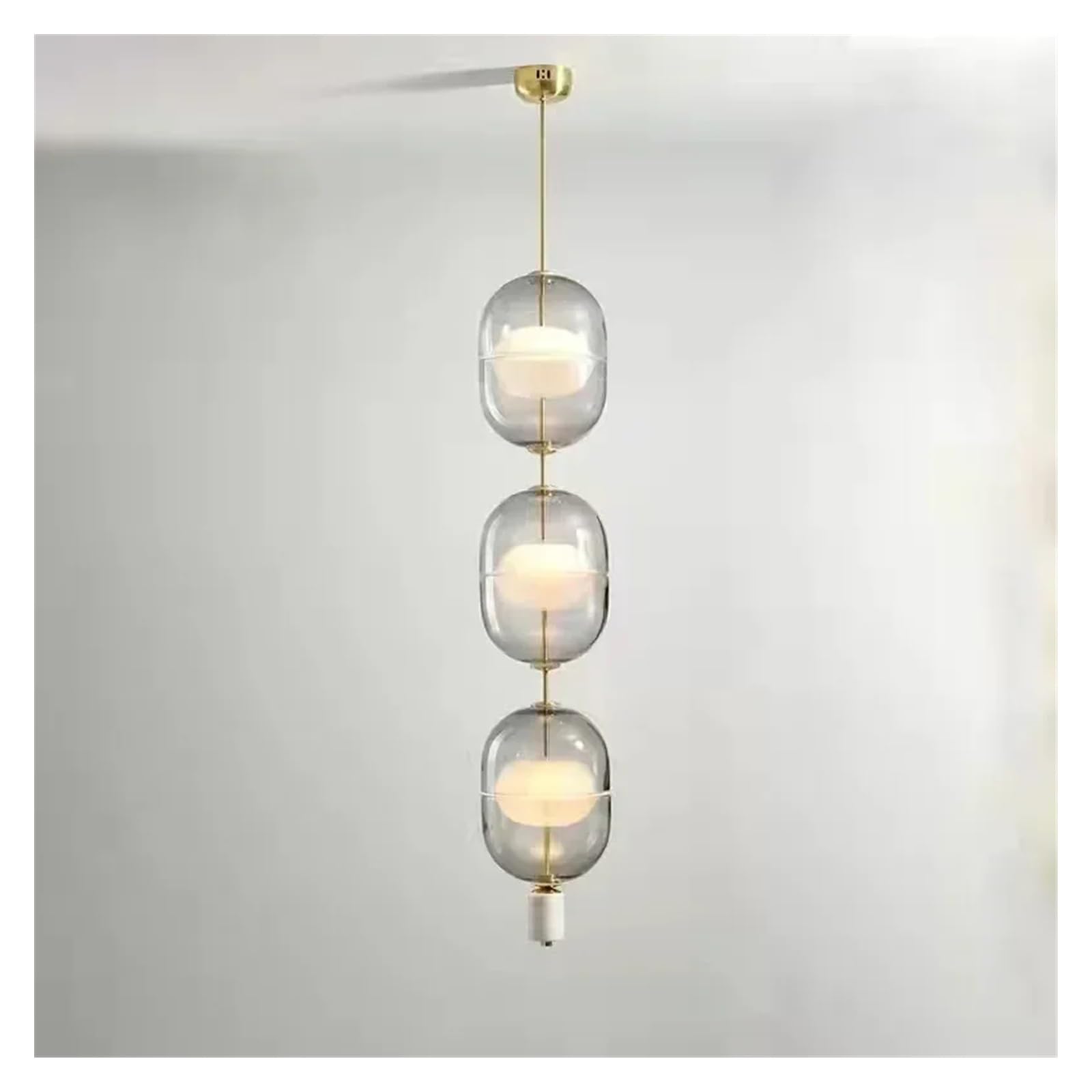 Lustre moderne en verre gris à 3 têtes LED pour chambre et salle de restaurant