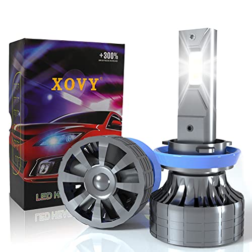 XOVY H11/H8/H9 LED Headlight Bulbs, High Beam/Low Beam 10000 Lumen 6500K Cold White IP68 Waterproof Halogen Replacement Headlamp Bulbs Conversion Kits For Car Truck,Pack of 2