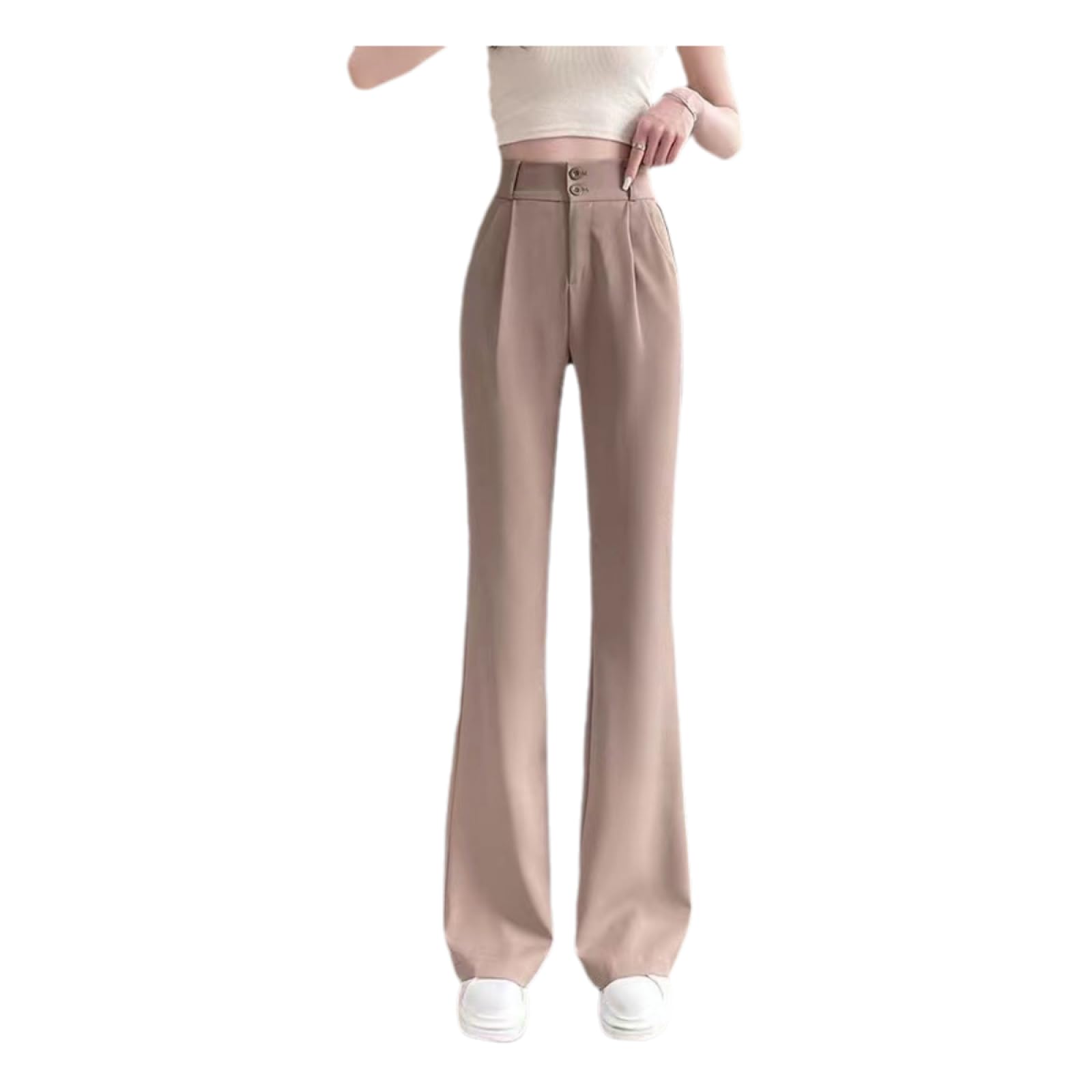 Generisch Bootcut Jazzpants damskie spodnie garniturowe z lodowego jedwabiu, damskie na lato, cienkie spodnie z szerokimi nogawkami, wysoka talia, smukłe damskie spodnie do noszenia na co dzień