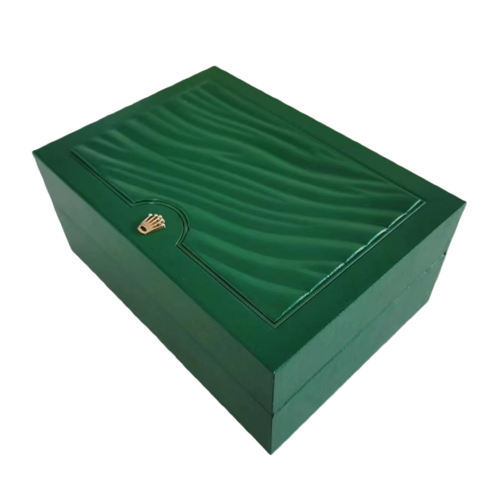 Verde Scatola Orologio Singolo Slot Conservazione Custodia Onda Motivo Coperchio Nascosto Documento Scomparto Crema Interno per Rolex M Size