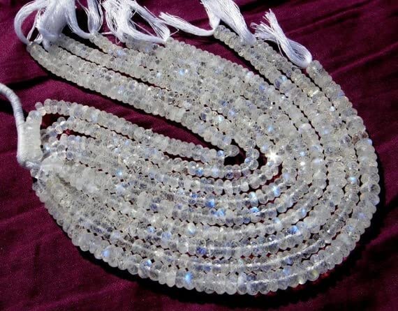 Pierre de lune arc-en-ciel facettée en perles rondelles de 6-7mm pour création de bijoux uniques