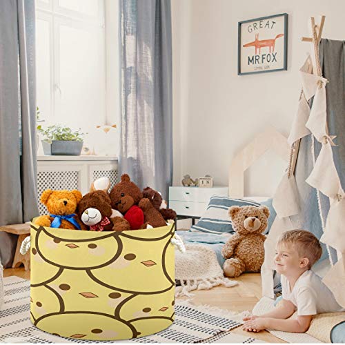 Image of visesunny Storage Basket Chick Face Nursery Hamper Canvas Fabric Toy Storage Organizer Bin Waterproof Storage Box Laundry Basket for Kid Rooms,Playroom,Shelves,Toy Basket,Gift Basket