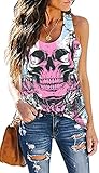 Fensajomon Womens Skull Tank Top Loose Flowy Sleeveless Shirt 1 M
