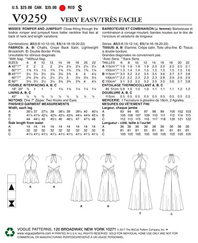 Vogue Patterns Casual Misses' Criss-Cross Halter Romper And Jumpsuit With Length Variations, 6-8-10-12-14, Red #TOP5