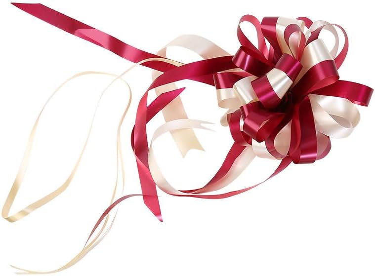 KoovDem 10PCS Large Pull Flower Bow, Gift Wrap Bow, Party Favor Wedding Bow, for Box or Flower Decoration, Gift Decoration - Burgundy