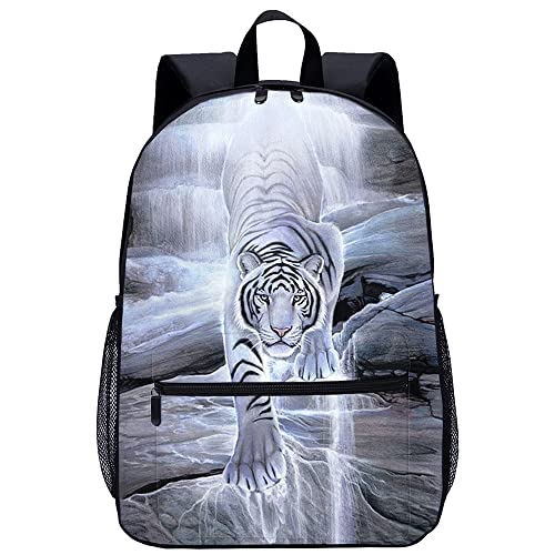 Sac à dos de mode étudiants grand format avec motif tigre imprimé en 3D