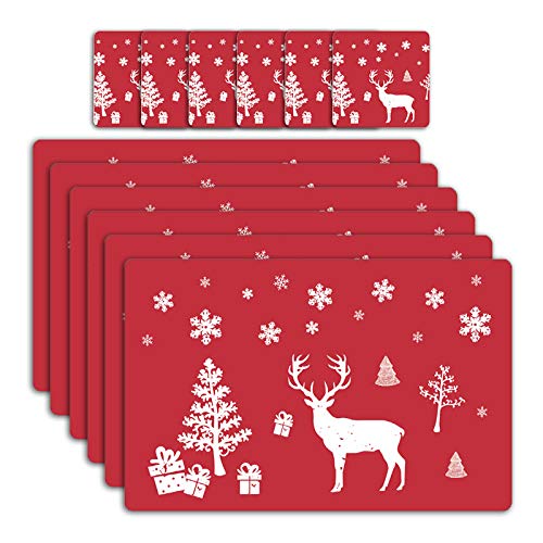 12 Stück/Packung Merry Christmas Platzsets und 6 Untersetzer-Sets Cover