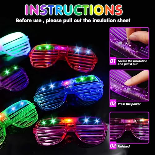 Image of Crackles 6 pcs Light Up Slotted Rock Star Sunglasses Light Glow in under UV Light Glasses Transparent Goggles, Party Eyeglass, Party Goggles for Kids Party, Birthday Return Gifts- Multi Color