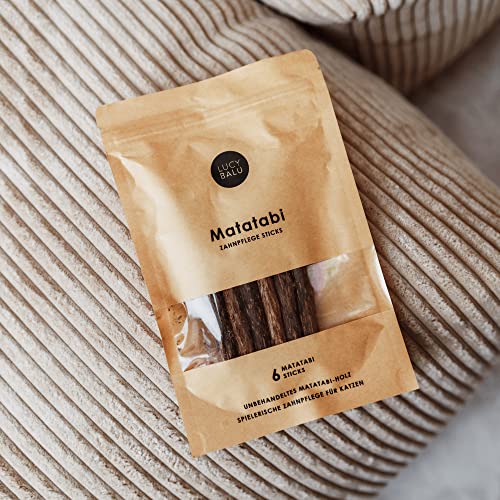 LucyBalu® 6x Matatabi Sticks für Katzen | Katzen Zahnpflege Natur |Kauknochen für Katzen Mundgeruch | Katzen Sticks aus Matatabi Holz | Katzen Zahnbürste | Matatabi Katzenspielzeug Selbstbeschäftigung