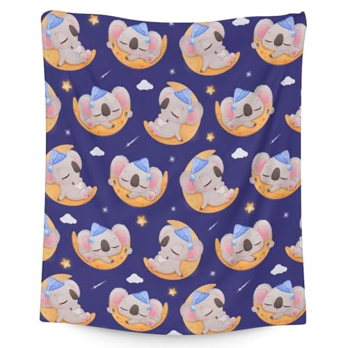 Koala Blanket Gifts - 50"x60" Cute Throw for Women, Girls - Purple Soft Fuzzy Blankets for Bed, Couch & Living Room