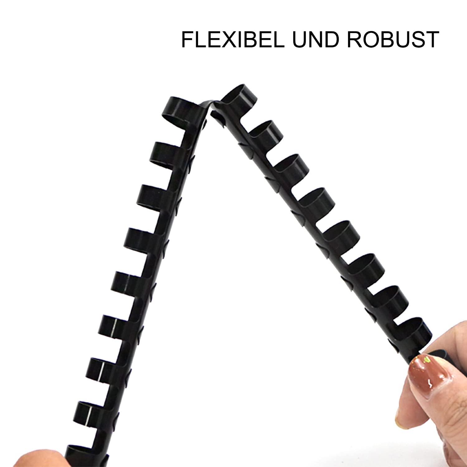 RAYSON Plastikbinderücken, 90-140 Blatt,12 mm 14 mm 16 mm 18 mm, 21-Ring, Multi-Size, DIN A4, Schwarz, Packung mit 80 Stück | 12mm 14mm 16mm 18mm, kompatibel mit 21-Loch-Bindung, ideal für Büro