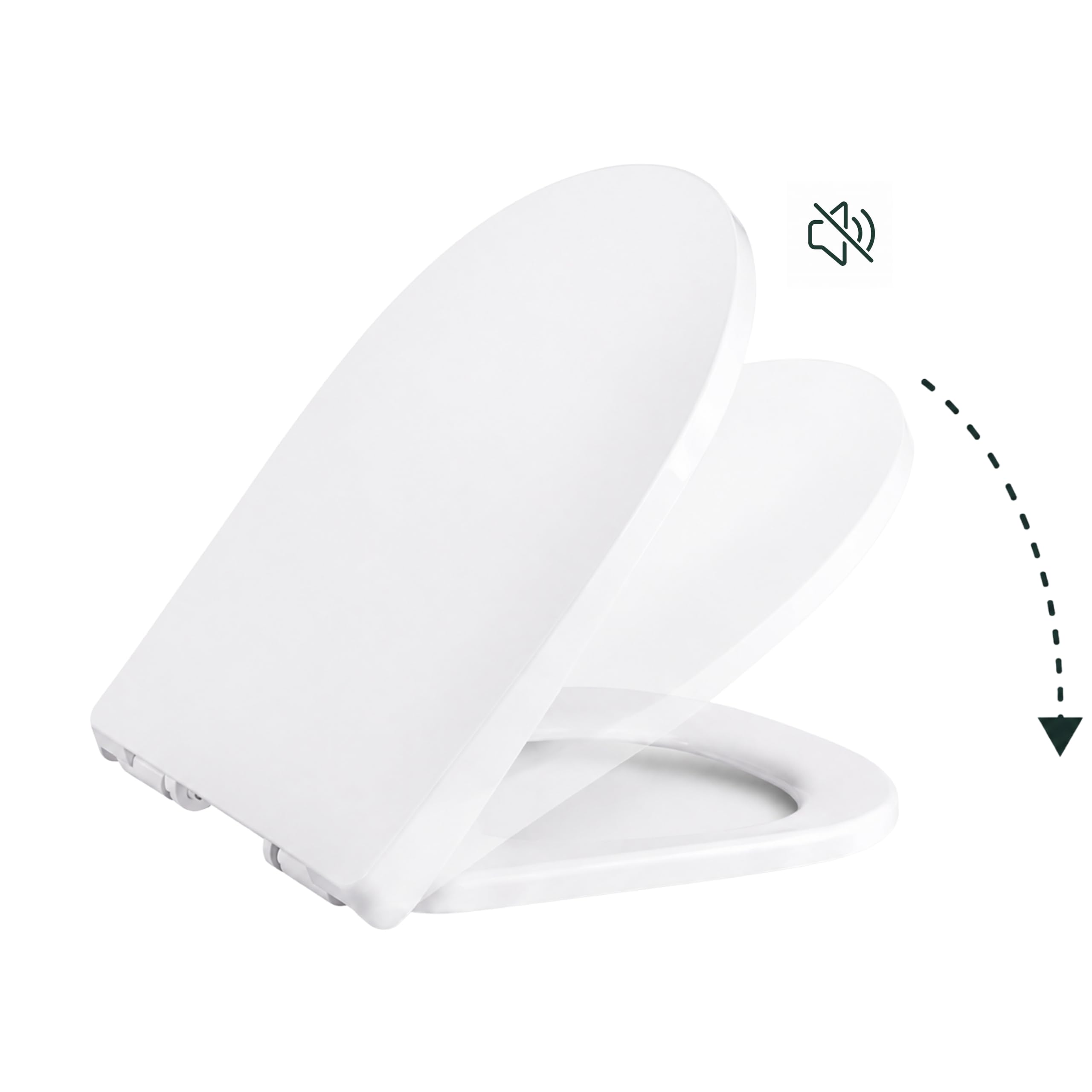 AquaUno NAVA deska sedesowa wolnoopadająca, kształt litery D, 460 x 360 mm, deska sedesowa z polipropylenu, Quick-Release, Top-Fix, zawiasy ze stali nierdzewnej